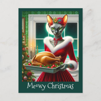 Chistmas-kort | Sphynx Cat Dam Julafton Turkiet Vykort