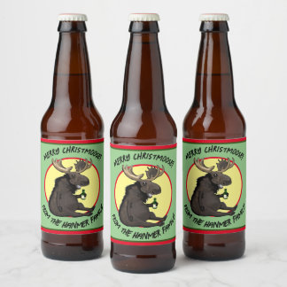 Chistmas Moose Bottle Labels Ölflaska Etikett