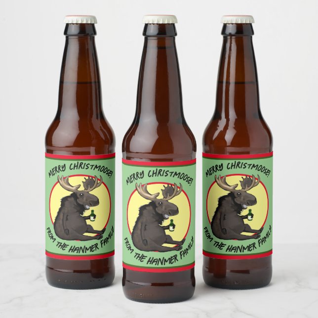 Chistmas Moose Bottle Labels Ölflaska Etikett (Flaskor)