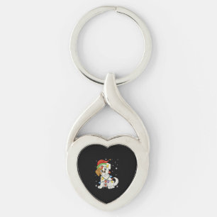 Chistmas Season Santa Jack Russell Terrier Twisted Heart Silverfärgad Nyckelring