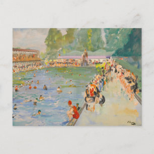 Chiswick Baths Herr John Lavery Vykort