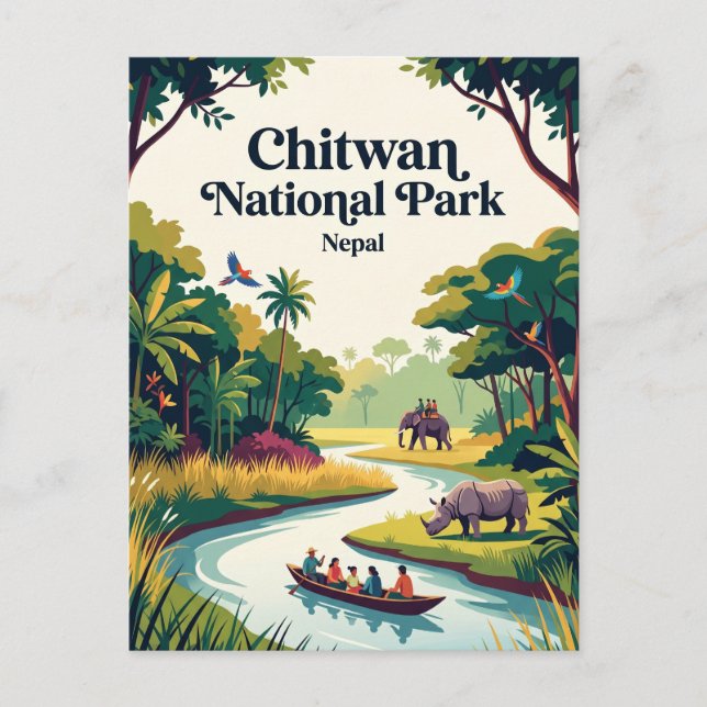 Chitwan nationalpark Nepal Vykort (Framsida)