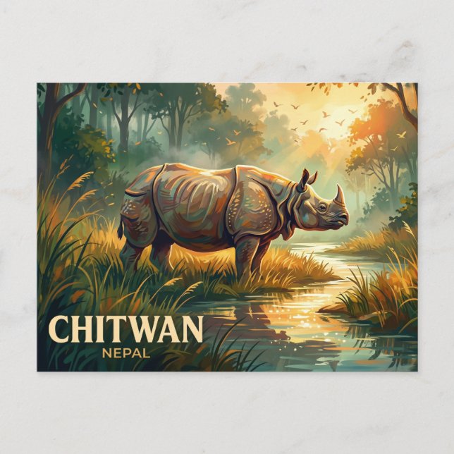 Chitwan nationalpark Nepal Vykort (Framsida)