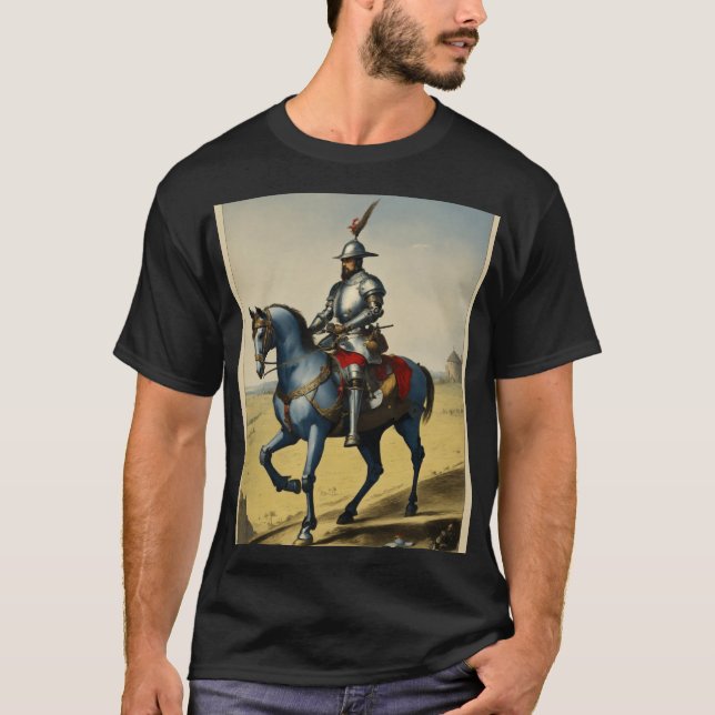 "Chivalric Knight on Horseback - Timless Medieval T Shirt (Framsida)