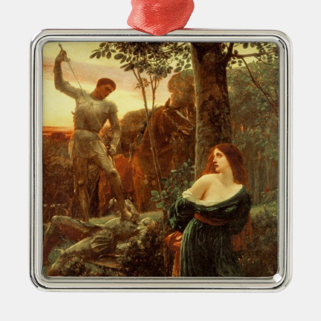 Chivalry (av Frank Dicksee) Julgransprydnad Metall (Framsidan)