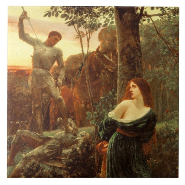 Chivalry (av Frank Dicksee) Kakelplatta (Framsidan)