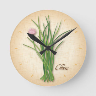 Chives Herb Clock Rund Klocka