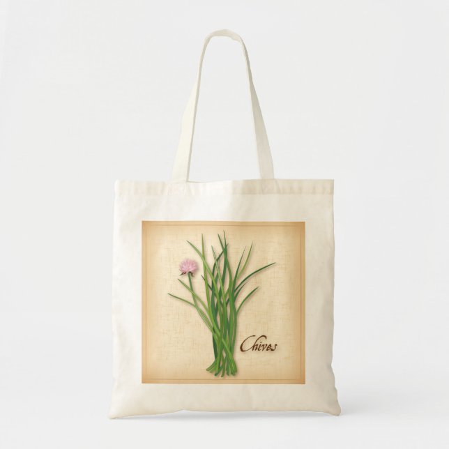Chives Herb Tote Bag Tygkasse (Framsidan)