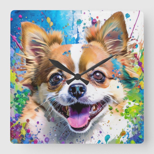 Chiwawa Hund Fyrkantig Klocka (Framsida)