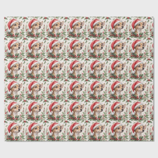 Chiweenie Christmas Wrapping Paper Presentpapper (Platt)