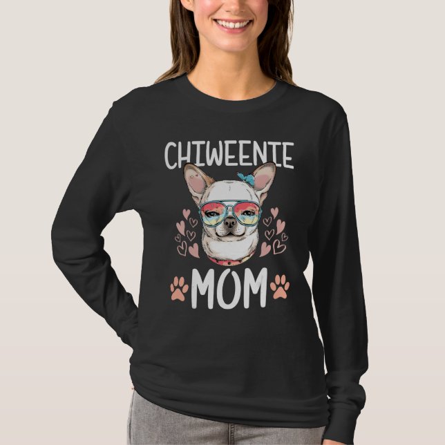 Chiweenie Love Cool Chihuahua Cute Dog Mom Owner T Shirt (Framsida)