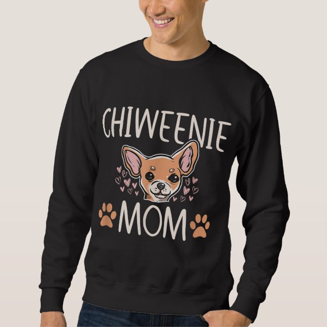 Chiweenie Mamma Chihuahua Cute Hundägare Kärlek Äl Lång Ärmad Tröja (Framsida)