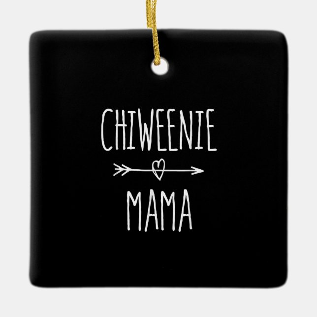 Chiweenie mamma chihuahua mamma-gåva julgransprydnad keramik (Framsida)
