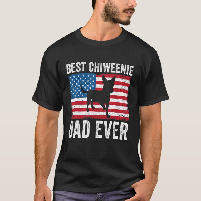 Chiweenie Pappa Chiweenie Owner 4:e juli Patriot T Shirt (Framsida)