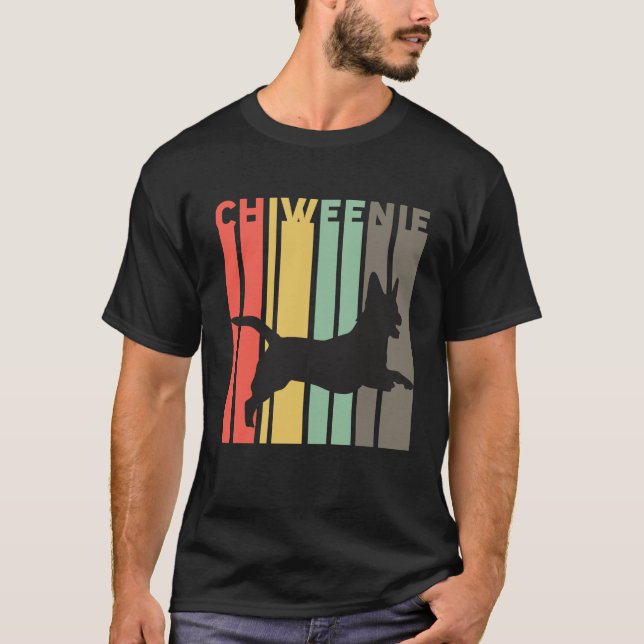 Chiweenie Silhouette - gullig Chiweenie hundgåva T Shirt (Framsida)