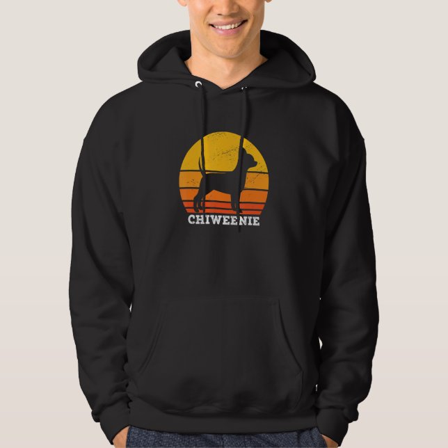 Chiweenie Sunset Retro Vintage Chiweenie Hund älsk Hoodie (Framsida)