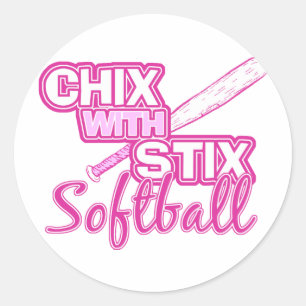 Chix med den Stix softballet Runt Klistermärke