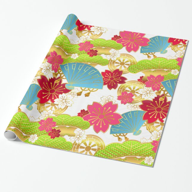 Chiyogami stil Giftwrap Presentpapper (Utrullad)