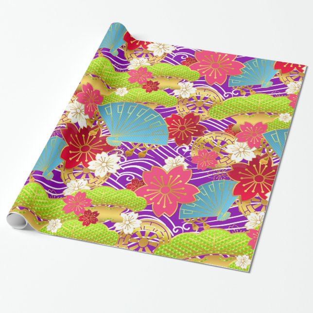Chiyogami stil Giftwrap Presentpapper (Utrullad)