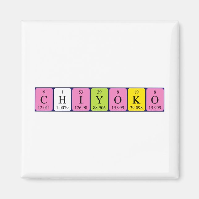 Chiyoko periodiskt bord namn magnet (Framsidan)