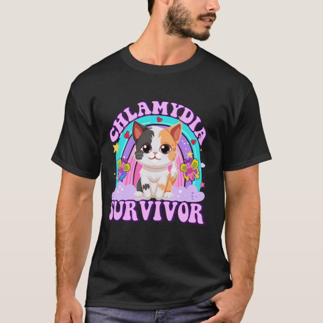 Chlamydia Survivor Cat Meme Roliga tröjor för mana (Framsida)