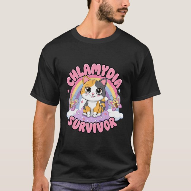 Chlamydia Survivor Cat Meme Roliga tröjor För mana (Framsida)