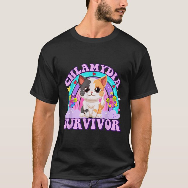 Chlamydia Survivor Cat Meme Roliga tröjor För mana (Framsida)