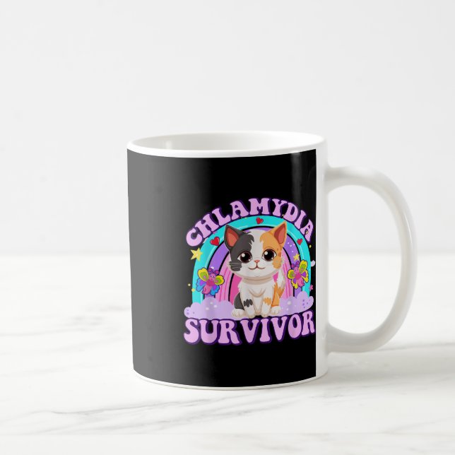 Chlamydia Survivor Cat Meme Roliga tröjor För mana Kaffemugg (Höger)