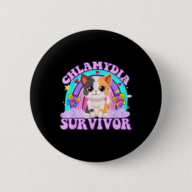 Chlamydia Survivor Cat Rainbow Knapp (Framsida)