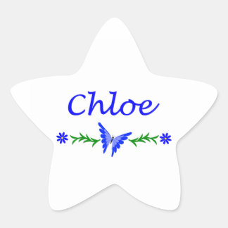 Chloe (blå fjäril) stjärnformat klistermärke