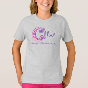 Chloe flickor C namn betyder monogramskjorta Tee Shirt