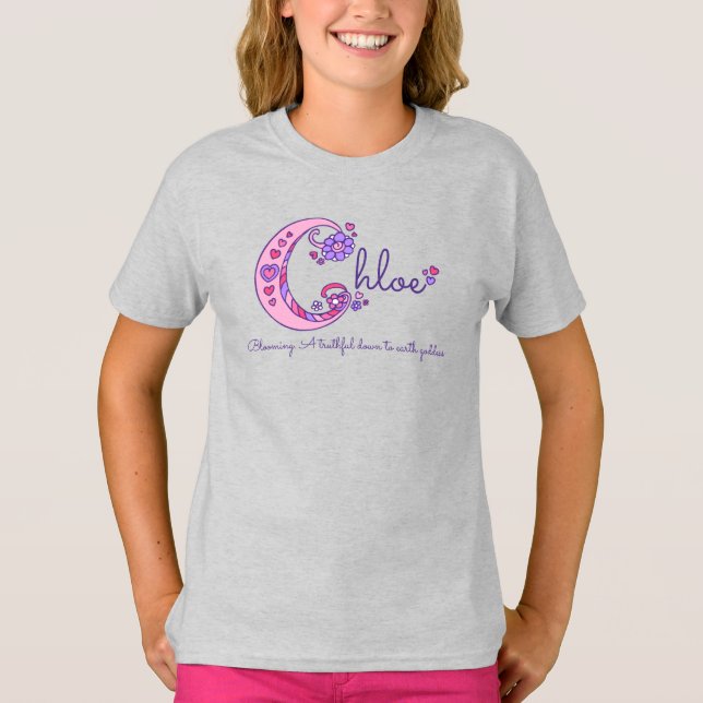 Chloe flickor C namn betyder monogramskjorta Tee Shirt (Framsida)