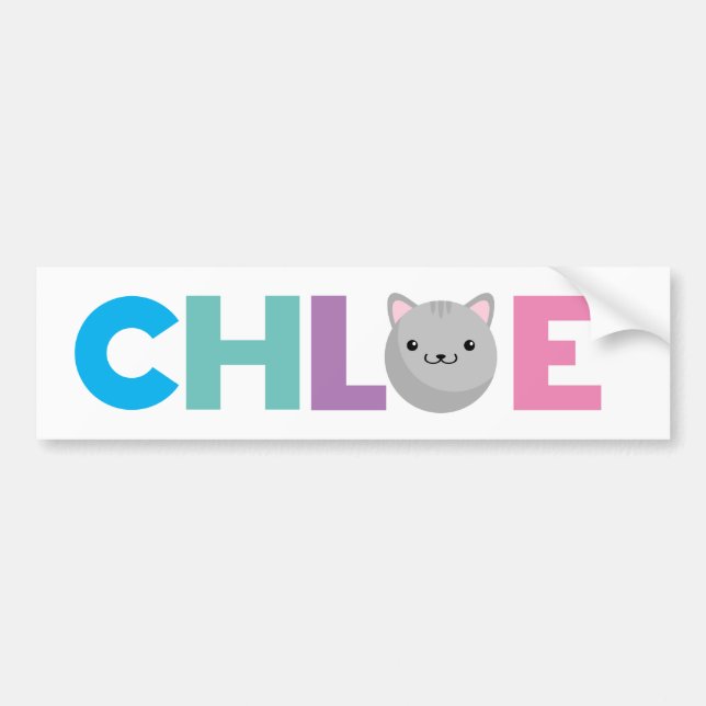 Chloe grått eller ginger Cat Bumper Sticker Bildekal (Framsidan)