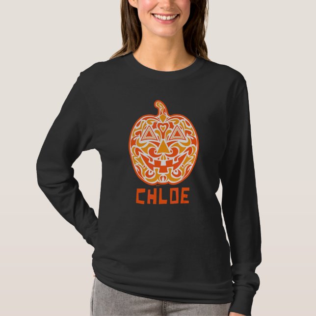 Chloe Halloween Socker Skalle Design T Shirt (Framsida)