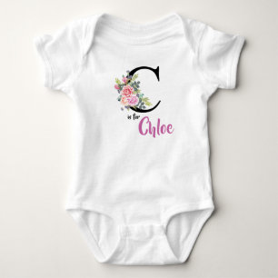 Chloe Namn Baby Outfit Brev C Romper Blommigt T Shirt