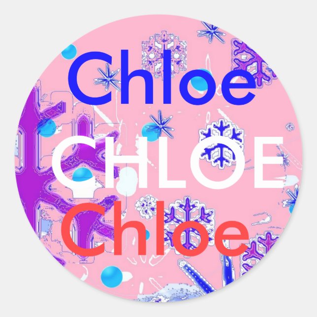 Chloe-namnsmärken Runt Klistermärke (Framsida)