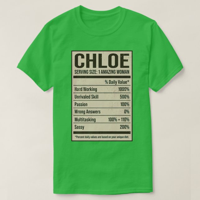 Chloe Nutrition Facts Namn Nickname Alias Title fo T Shirt (Design framsida)