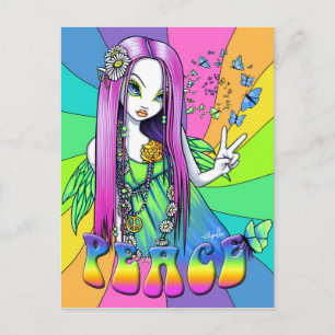 Chloe Peace Hippie Rainbow Fairy Postcard Vykort