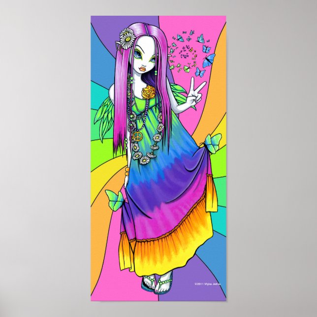 "Chloe" Rainbow Peace Hippie Fairy Poster (Framsidan)