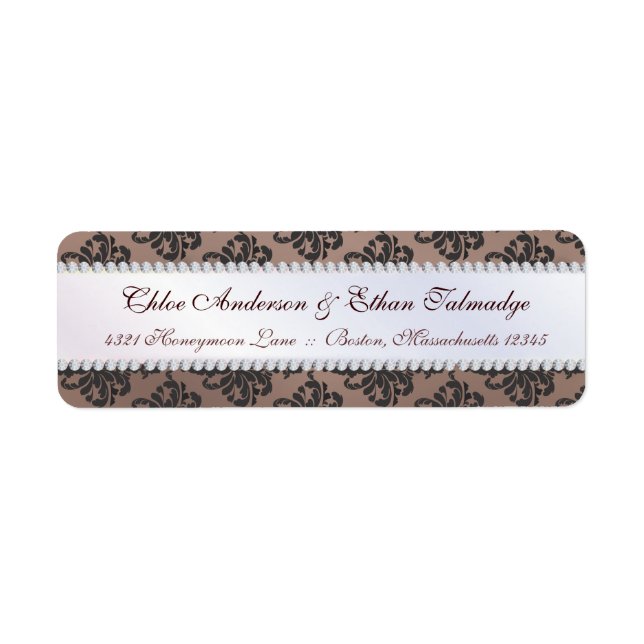 Chloe Silke Damask Par Address Label Returadress Etikett (Framsidan)
