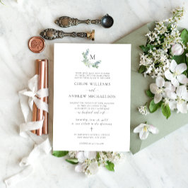 Chloe Simple Elegant Greenery Catholique Bröllop Inbjudningar