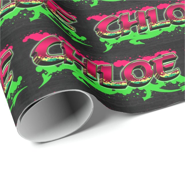 Chloe Vorname Name Graffiti red green Presentpapper (Rullad Hörn)