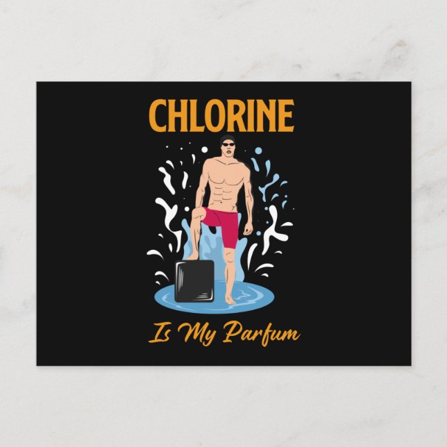 Chlorine Is My Partum - Swimmer Design Vykort (Framsida)