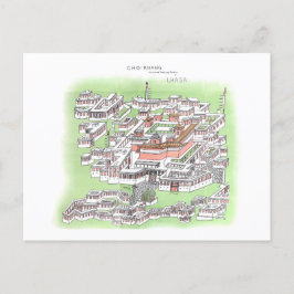 Cho-Khang Temple of Buddha i Lhasa 1902 Teckning Vykort