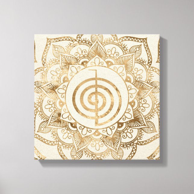 Cho Ku Rei - pastel guld lotus mandala Canvastryck (Framsida)