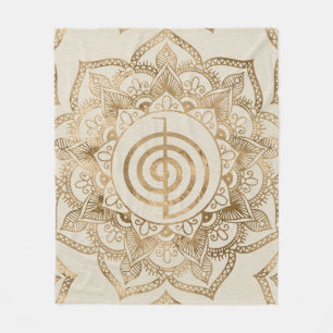 Cho Ku Rei - pastel guld lotus mandala Fleecefilt