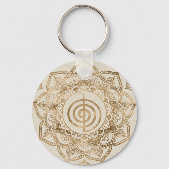 Cho Ku Rei - pastel guld lotus mandala Nyckelring (Framsida)