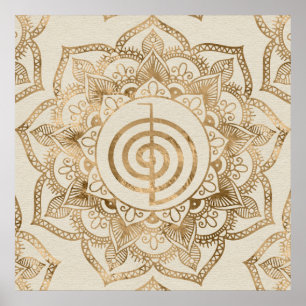 Cho Ku Rei - pastel guld lotus mandala Poster