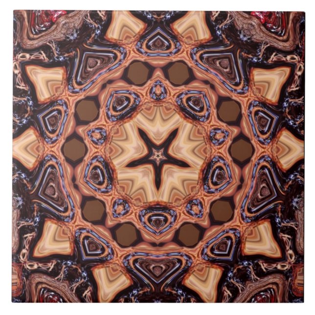 Choc Chip Mandala Geometry Ceramic Tile Kakelplatta (Framsidan)