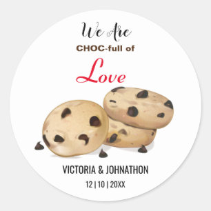 Choc-Fullt av Kärlek Cookie Tack Bröllop Treat Runt Klistermärke